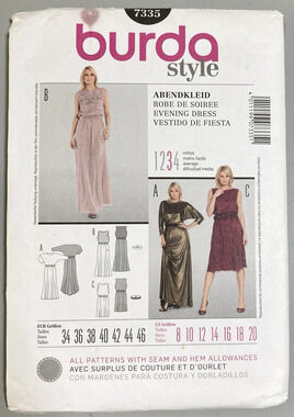 Burda Style7335 Womens Evening Dress Sleeveless or Kimono Sz 8-20 UNCUT